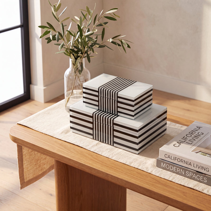 Joss & Main Striped Wooden Storage Box Set & Reviews | Joss & Main